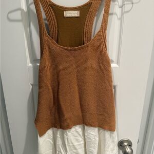 Double layered crocheted tank with white under flow